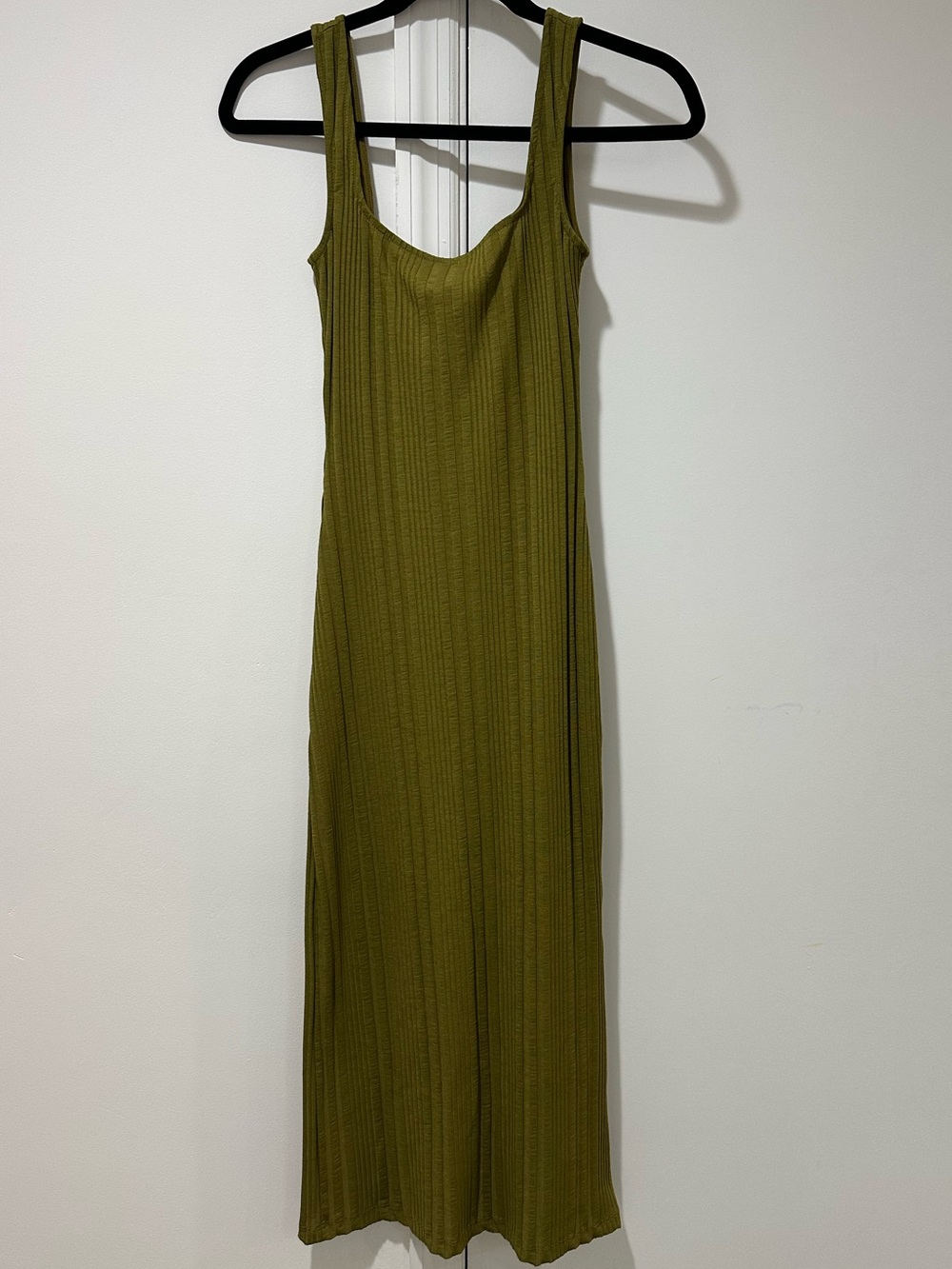H&M Olive Green Ribbed Bodycon Midi/Maxi Dress – XS